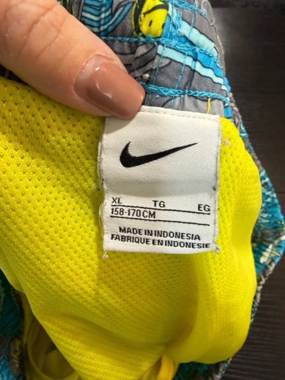 Nike Boys Pool Party 7” Volley Swim Shorts XL 158-170 Blue Smiley Face Lined